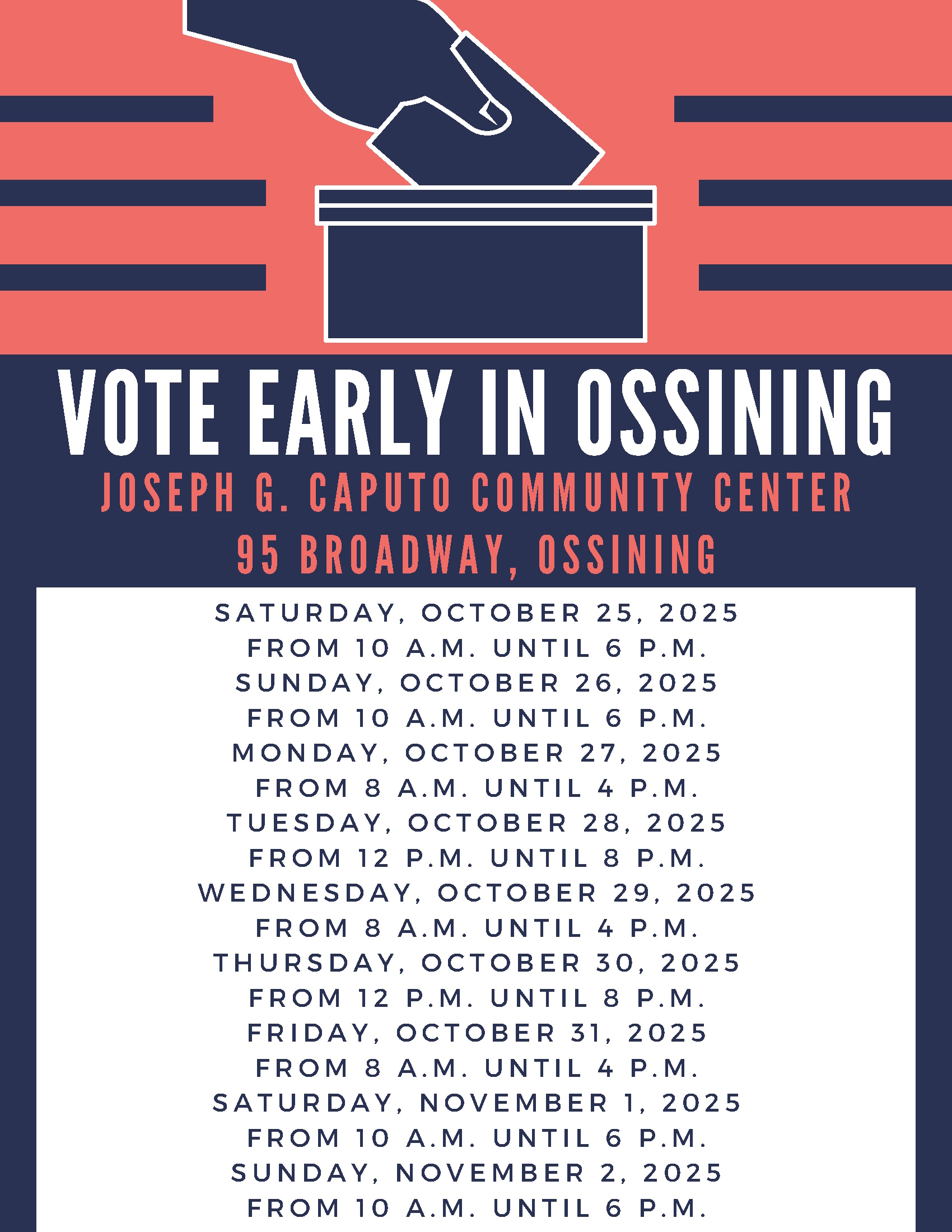 Early ossining voting 2025.fall electionn.Flyer